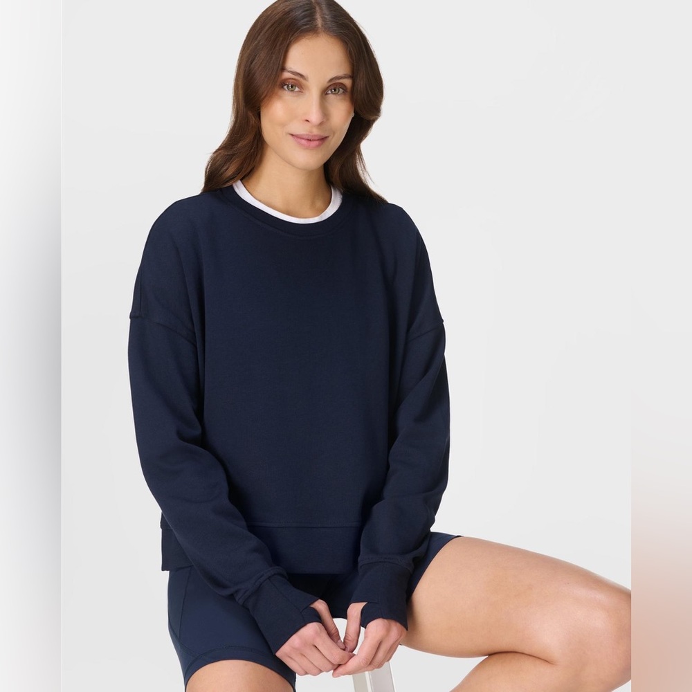 NWT Sweaty Betty Women’s Navy Blue Essentials Crewneck Pullover